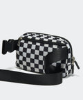 Two Way Zipper Fanny Pack For Women Water Resistant Nylon Belt Bag With Adjustable Strap Crossbody Ready Checkered Black Waist Pack