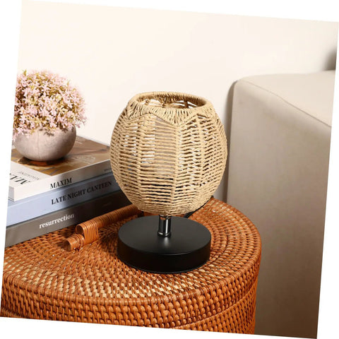 Boho Rattan Lamp Shade Small Wicker Pendant Cover For Floor Lamps Desk Lamps Chandeliers And Wall Sconces Natural Cotton Khaki Dark