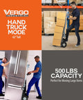 AS7B Heavy Duty Aluminum Hand Truck 2 In 1 Convertible Dolly, 800 Lb Capacity, with lightweight frame used in warehouse and home
