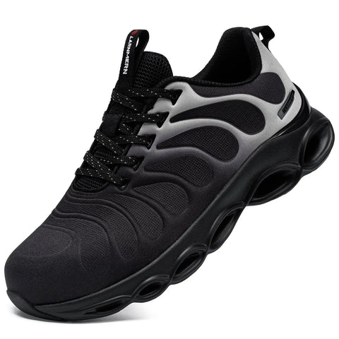 Steel Toe Shoes For Men Safety Work Sneakers With Lightweight EVA 3D High Rebound Sole Built For Comfort ASTM F2413 200J Protection Rugged Yet Flexible Safety Toe Sneakers For Jobsite, front view