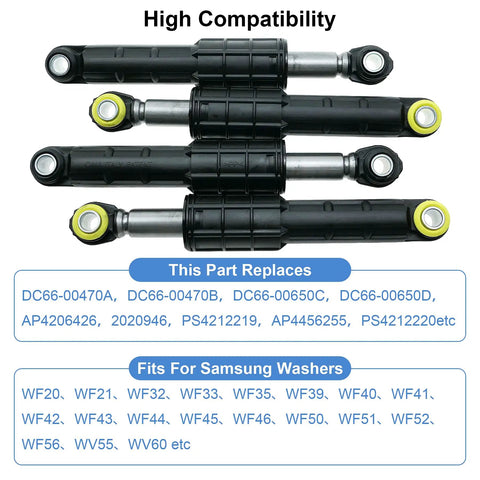 4 Pack Washer Shock Absorbers for Front Load Washers Compatible with Models Including WF20 WF21 WF32 WF33 Replacement for DC66-00470A/B