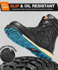 Steel Toe Work Boots For Men With Side Zipper, Water And Slip Resistant, All Day Comfort, Electrical Hazard Protection, Heavy Duty Safety