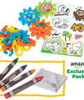 Mega Size Magnetic Double Sided Kids Easel Built Tough For Endless Creative Sessions Adjustable Height Dry Erase And Chalkboard Art Station art supplies including crayons and stickers.