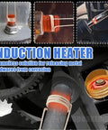 Kick Loose Stalled Bolts And Nuts With This 1300W Induction Heater Tool showing three coils heating metal fasteners.