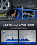 Beefy 7000-Lb Portable Car Lift With Auto Lock, Four-Post Heavy-Duty Design, adjustable up to 26.8-in max height in use