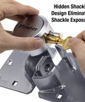 Chrome Puck Lock With Hidden Shackle Heavy Duty Solid Steel Pad Lock for trucks trailers vans includes hasps and key