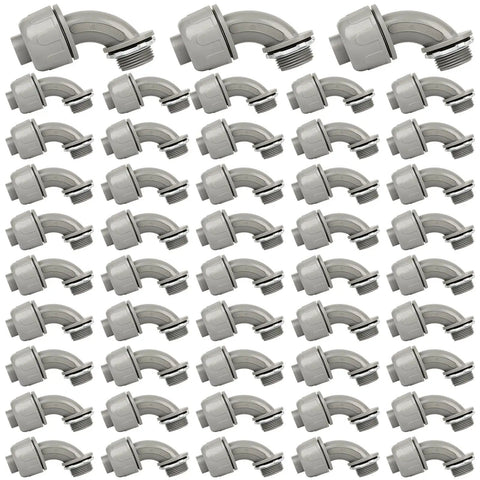 Three Quarter Inch Liquid Tight Conduit Connector NPT Non Metallic 90 Degree PVC Electrical Fittings Nylon 6 Heavy Duty UL Listed