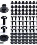 Solid Bang For Your Buck 96 Piece Black Chicago Screw Kit With 8 32 Thread Phillips Truss Screws Heavy Duty Slotted Insert Nuts and Rubber Spacers.