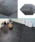 Peel And Stick Vinyl Floor Tiles 12x12 Inches Self Adhesive One Point Five Millimeter Thick Black Flooring for modern interiors.