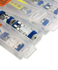 All In One Potentiometer Kit With 19 Values, 152 Pieces, 6mm RM065 Linear Taper Rotary Variable Resistors in clear cases.