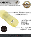 Top Rated Heat Shrink Butt Connectors 25 Pack Yellow 12 To 10 AWG Electrical Wiring Crimp Splices For Automotive And Marine Hookups showing polyolefin tubing and copper terminal.
