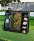 Heavy-Duty Golf Bag Storage Rack That Holds 3 Stand Bags And 14 Plus Clubs With Built In Slots For Balls Shoes And Gear, outdoor setting