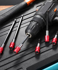 Pro Grade Magnetic Drill Bit Extension Set with One Quarter Inch Hex Shank Quick Release Screwdriver Extender Twelve Piece Kit