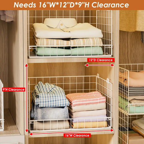 Stackable Closet Organizers And Foldable Storage Baskets Keep Your Wardrobe Looking Slick With These Spacious Clothes Drawer Bins In Fresh White, 16W x 12D x 9H.