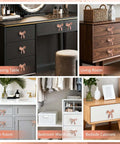 Rose Gold Bow Dresser Knobs 4 Pack Decorative Cabinet Hardware For Dressers Cabinets Closets Elegant Bow Shaped Drawer Pulls With Easy Install And Standard Mounting displayed on various furniture.
