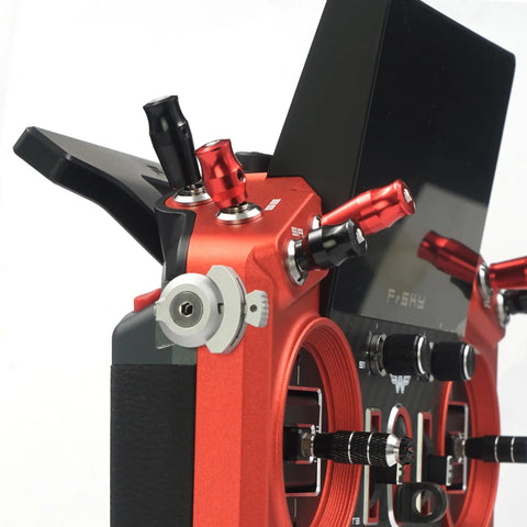 Close-up of the Tandem X20 PRO AW Radio Transmitter Ultimate Bundle with TD SR18 Receiver showing controls and red CNC shell.