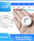 Set Of 6 White Silicone Rubber Plugs For 30 To 31 Mm Round Holes Waterproof Soft Flexible T Type Seal Plugs in hand