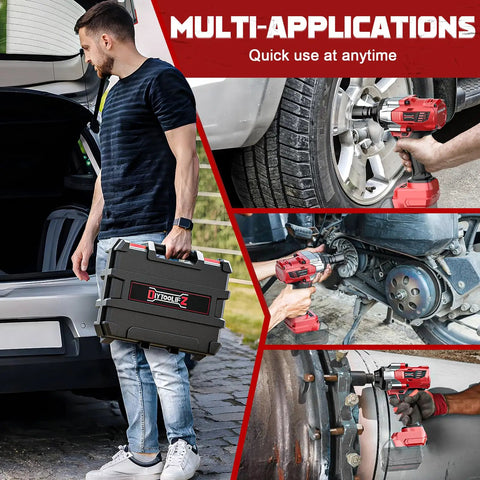 Top Rated 1/2 Inch Cordless Impact Wrench Compatible With Milwaukee 18V Batteries Not Included. Rock Solid 1000 Ft-Lbs High Torque Electric Impact Gun For Everyday Car Tire Changes. Comes With Six Pieces Sockets And Durable Storage Case Tool Only For