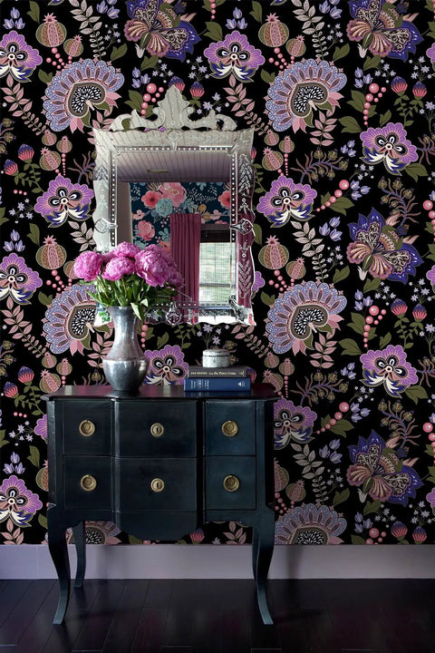 Room with Boho Floral Peel And Stick Removable Wallpaper For Bedroom And Bathroom Renter Friendly Cabinet Decor Contact Paper 17.7 In By 118 In Easy Install Durable Thickened Design