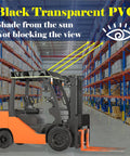 Installed BENVOL forklift roof cover on a 6000lb forklift; black transparent PVC, 0.5mm thick