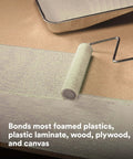 Neutral contact adhesive 30NF applied on wood with paint roller, high-strength low-odor water-based heat-resistant cement, 1 quart can
