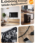 No Fuss Chew Proof Wire Loom, 10 Foot Expandable Cable Sleeve Protector, Heavy Duty Cord Cover for Home and Office applications.