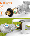 GasSaf 5ft two-stage propane regulator with hose and gauge; standard POL connection for 5-100 lb tanks.