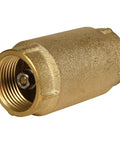 Side view of 1-inch brass check valve with internal threaded end