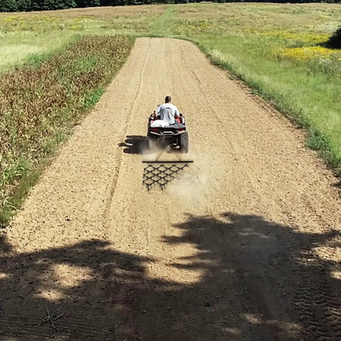 ATV towing Heavy Duty ATV Chain Drag Harrow 4 Foot Wide By 4 Foot Long With One Half Inch Tines for leveling path