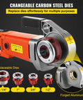 Heavy Duty Boss Level 2300W Electric Pipe Threader With A Completely Enclosed Copper Motor and six interchangeable ratcheting dies.