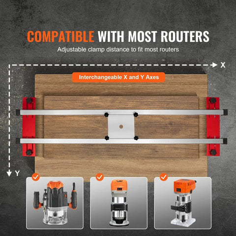 Heavy Duty Router Sled for Wood Slab Flattening and Milling with Universal Clamp, Adjustable X/Y Axes with 64 Inch Length