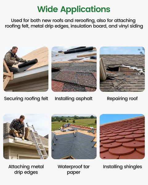 Pro Grade 15 Degree Coil Roofing Nails 1 1 2 Inch 720 Piece Box Wire Collated Full Round Head Smooth Shank For Heavy Duty Asphalt Shingle Rooftops With Real Deal Toughness used in securing roofing felt on roofs.