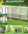 No Dig Garden Fence Kit With 30 Panels And Forty Two And A Half Feet Total Length Keeps Dogs And Rabbits Out Rustproof Anti Digging Barrier showcasing 1.25in small gap.