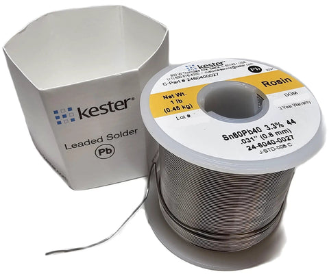 Alt Tag: 66/44 Rosin Core Solder.031 Inch Diameter 1 Pound Spool For Electronics Sn Pb 60/40 Flux Core with packaging visible