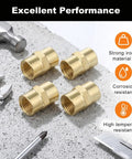 Heavy Duty 1/4 Inch NPT Female To Female Brass Hex Coupler Pipe Fitting 8 Pack Air Hose Adapter on a concrete surface with tools.