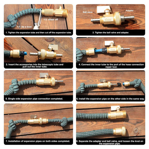 Expandable Telescopic Garden Hose End Adapter With Shut Off Valve And Repair Kit Fits Three Quarter Inch GHT installation guide