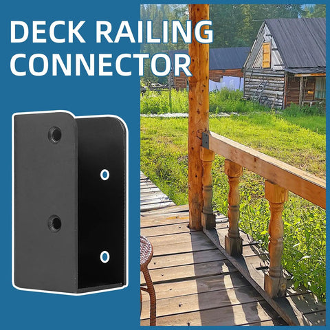 20 Pack Deck Railing Brackets For 2x4 Wood Posts One And A Half Inch Black Powder Coated Carbon Steel Connectors For Fences Porches And Handrails Durable Heavy Duty Hardware For DIY Installation - black bracket detail and porch view