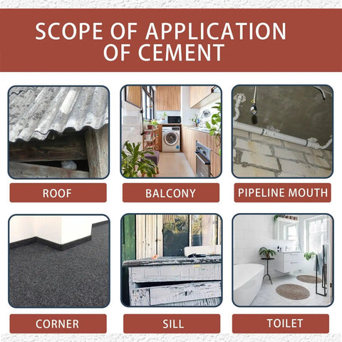 Heavy Duty Cement Patch To Fix Cracks Waterproof Flexible Concrete Repair Formula For Sidewalks Garage Floors And Foundations Delivering A Smooth Durable Finish With Zero Sweat Or Stress on roof, balcony, pipeline, corner, sill, and toilet.