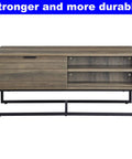 Heavy Duty Farmhouse Coffee Table With Storage Door And Two Open Shelves Industrial Rustic Cocktail Center Table For Living Room featuring solid MDF and steel legs.