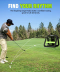 Golfer using Two In One Golf Chipping Practice Net For Backyard Foldable Two And A Half Feet Includes Ground Stakes Storage Bag And Illustrated Guide A Dope Gift For Men And Women Who Love Golf Accessories on course