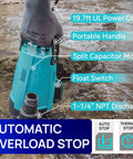 Heavy Duty Half Horsepower Submersible Sump Pump With Float Switch Drains Up To 2411GPH At 3ft Lift 16ft Vertical outdoor use