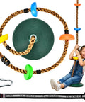 Kids Tree Swing Set With 330Lb Capacity Rope Swing With Platforms And Disc Seat Outdoor Playground Accessories includes parts and child using