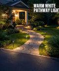 Low Voltage Pathway Lights 6 Pack Outdoor Landscape Lighting 12V 10W 2700K warm white lighting along a garden walkway