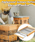 Beekeeper working with 3 Pack 10 Frame Beehive Metal Screened Bottom Boards With Entrance Reducers Beeswax Dipped Fully Assembled.