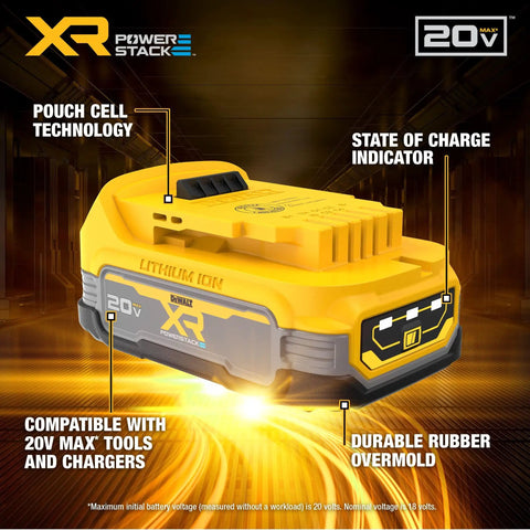 20V Max PowerStack Lithium Ion Battery Pack Set Of 2 Beefed Up Power With 50 Percent More Punch Longer Lifespan Compact Design