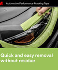 High-Strength Automotive Masking Tape 36mm By 32m For Sharp Paint Lines being used on car headlight for clean removal