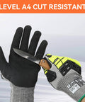 Heavy Duty Impact Resistant Work Gloves For Guys And Gals With Nitrile Grip, Cut Resistant, ANSI Level 4 Protection