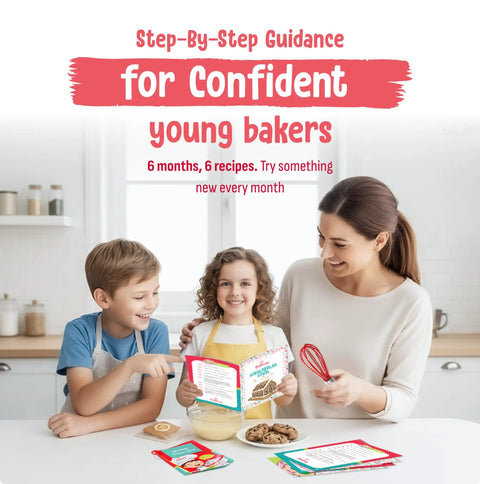 Family using 6 Month Kids Baking Subscription Kit With Pre Measured Ingredients, Step By Step Recipes, Bake Along Videos, And Hands On Learning