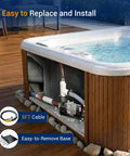 Heavy Duty 0.25 Horsepower Hot Tub Circulation Pump With 3/4 Inch Port Compatible With OEM E10 Spa Motor 230 Volt installed in spa cabinet.