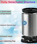 Extra Large 360 Degree Rotating Kitchen Utensil Holder Caddy With Three Compartments Stainless Steel Silverware Organizer